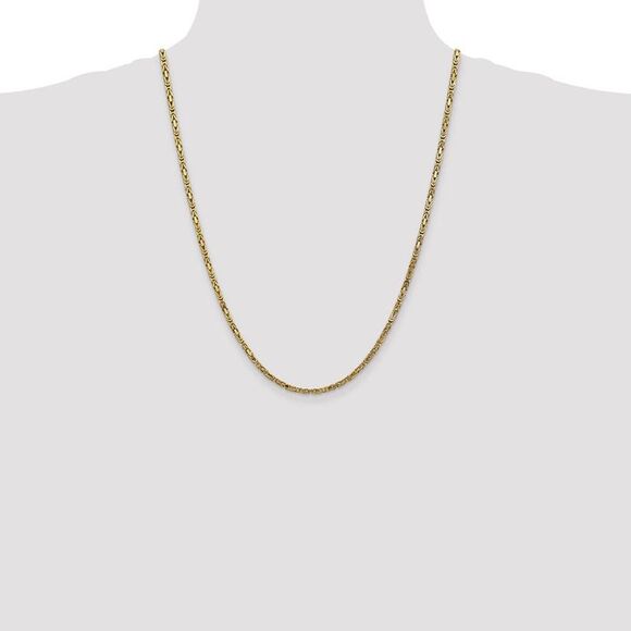2.5mm, 14k Yellow Gold, Solid Byzantine Chain Necklace, 24 Inch - Picture 2 of 8